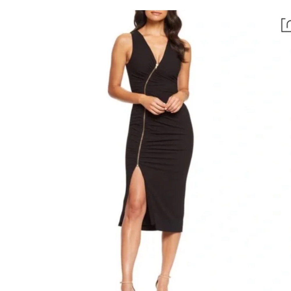 Dress The Population Black Ivy Front Zip up Dress